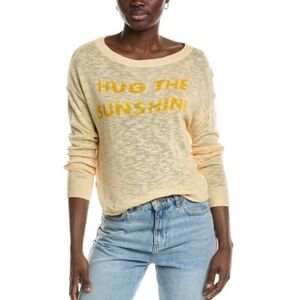 Stitchdrop Womens Sweater Lemon Yellow Hug The Sunshine Lightweight Slub Knit L